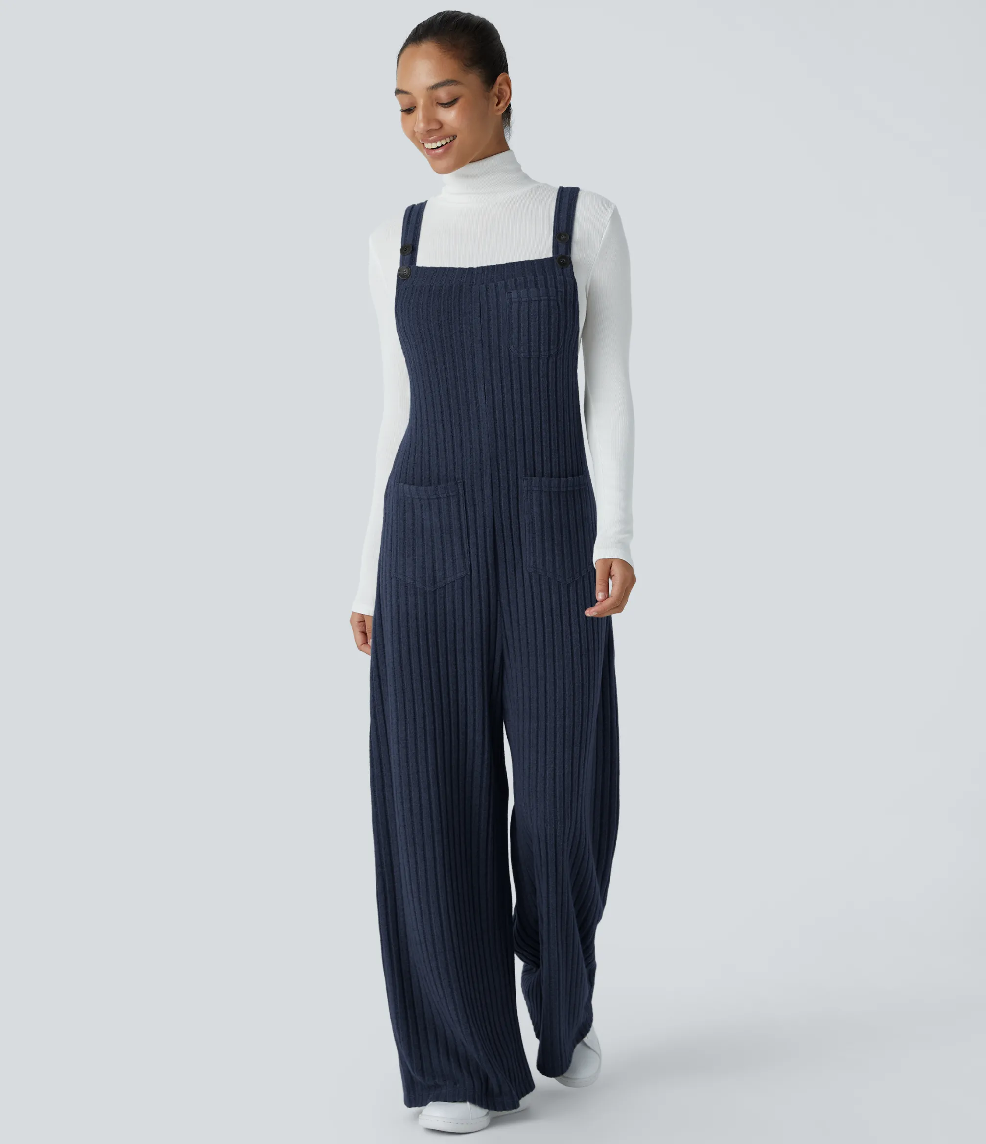 Jumpsuits<HALARA Ribbed Knit Pockets Casual Overalls