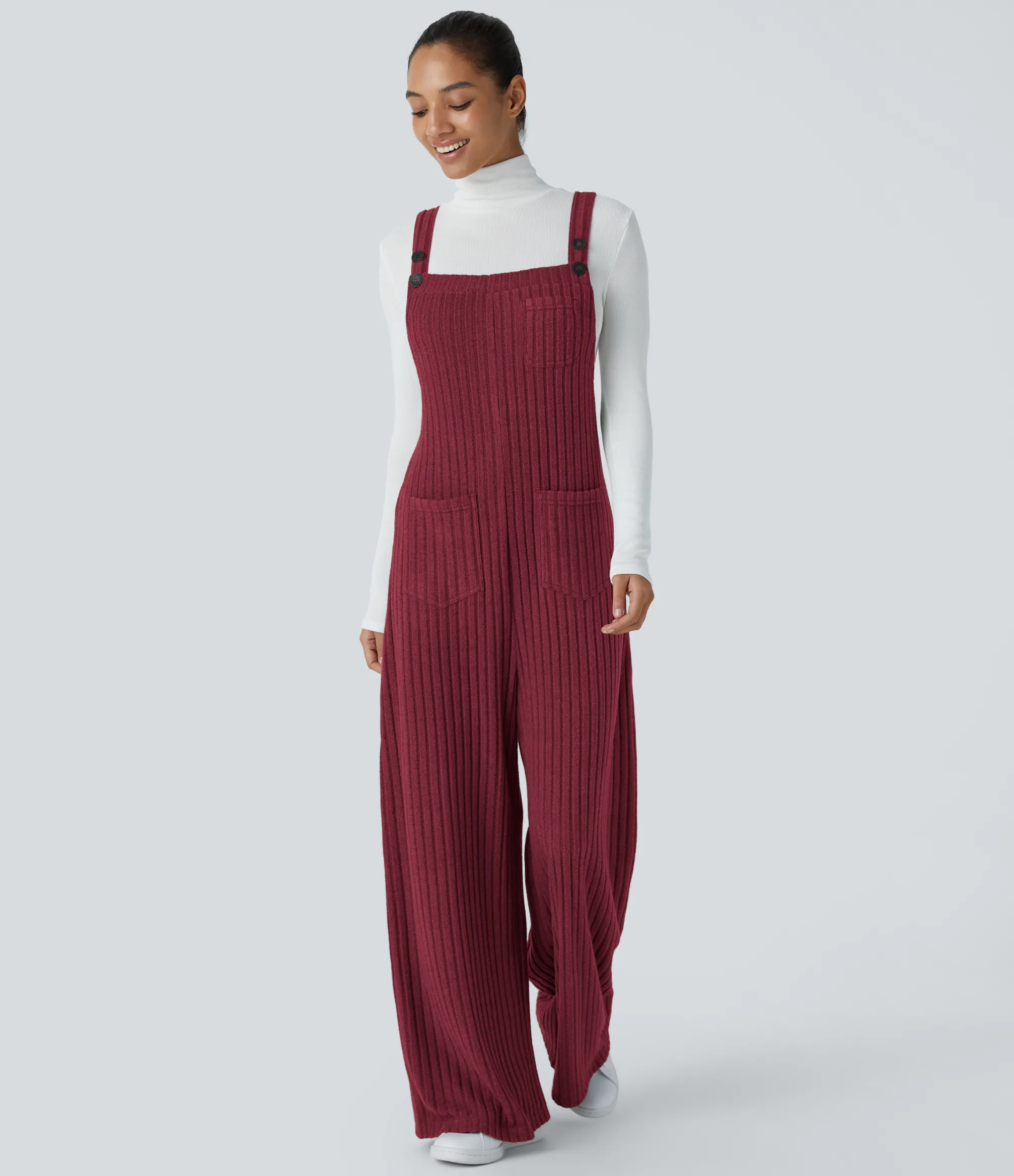 Jumpsuits<HALARA Ribbed Knit Pockets Casual Overalls