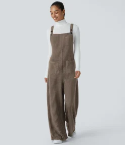 Jumpsuits<HALARA Ribbed Knit Pockets Casual Overalls