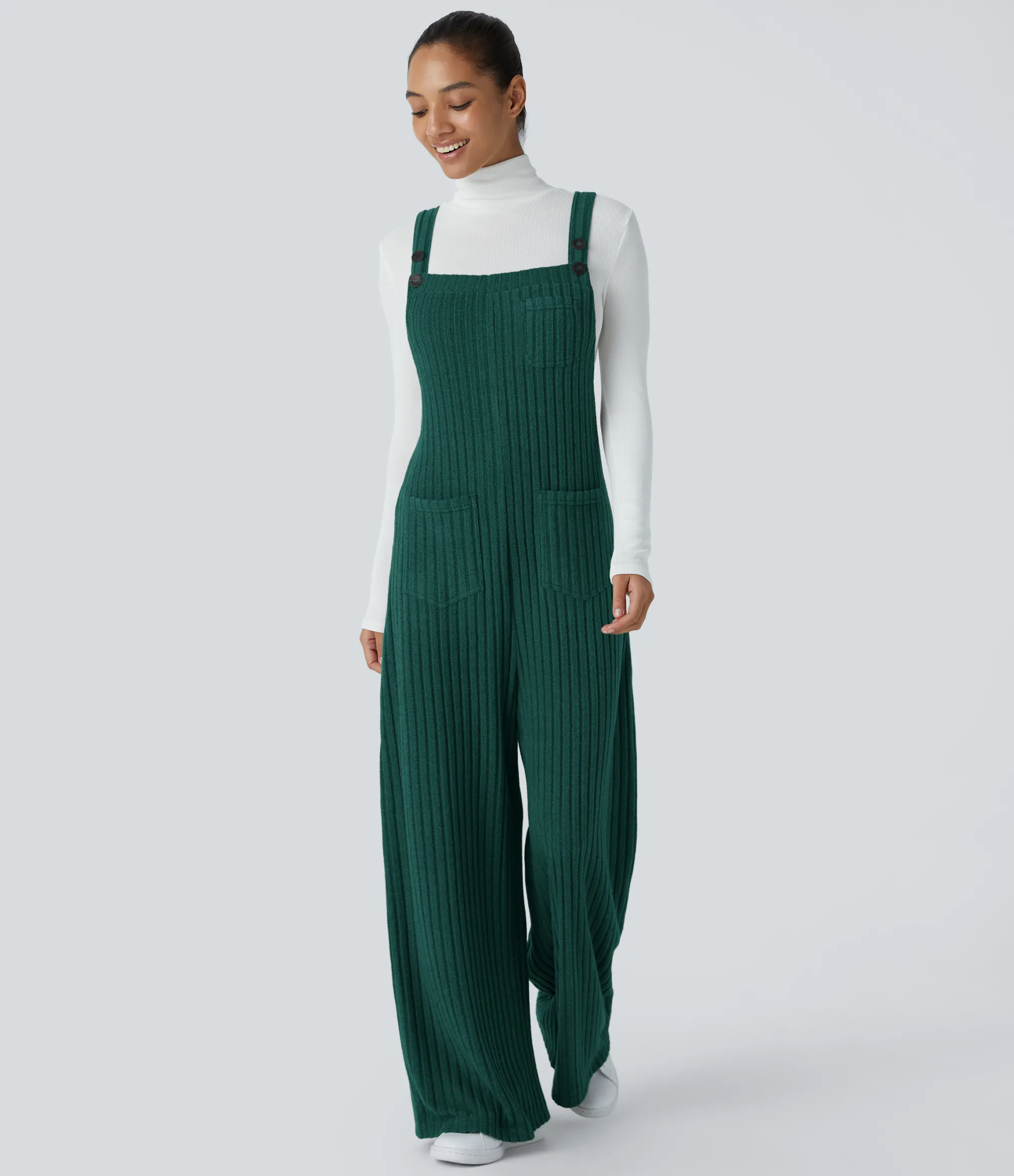 Jumpsuits<HALARA Ribbed Knit Pockets Casual Overalls
