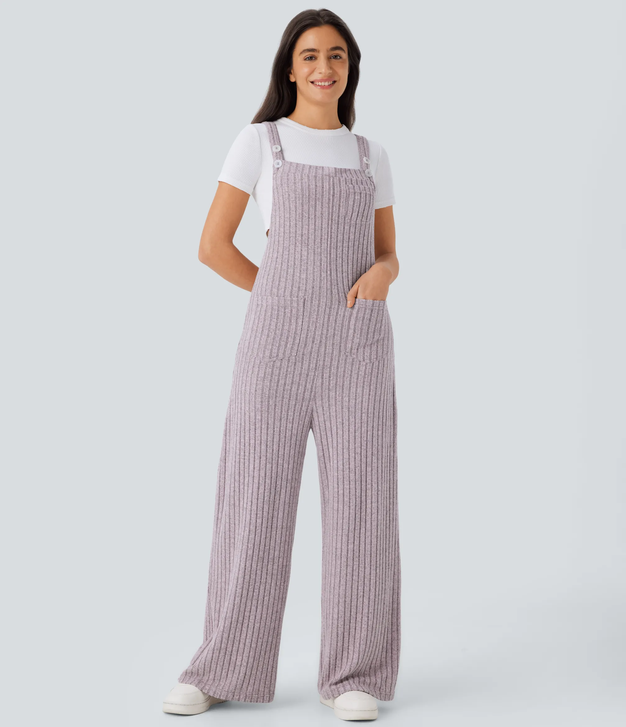 Jumpsuits<HALARA Ribbed Knit Pockets Casual Overalls