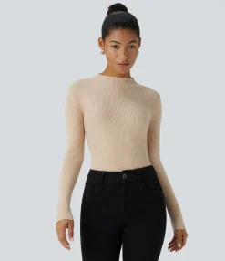 Sweaters<HALARA Ribbed Knit Round Neck Long Sleeve Casual Sweater
