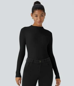 Sweaters<HALARA Ribbed Knit Round Neck Long Sleeve Casual Sweater