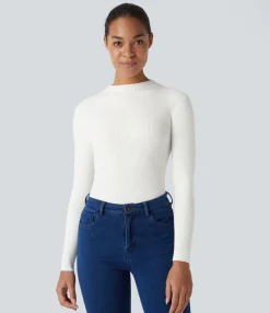Sweaters<HALARA Ribbed Knit Round Neck Long Sleeve Casual Sweater