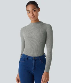 Sweaters<HALARA Ribbed Knit Round Neck Long Sleeve Casual Sweater