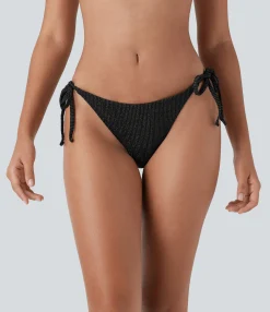 Beachwear<HALARA Ribbed Low Rise Tie Side Bikini Bottom Swimsuit