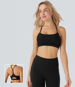 Sports Bras|Sports Bras<HALARA Ribbed Low Support Cut Out Yoga Sports Bra