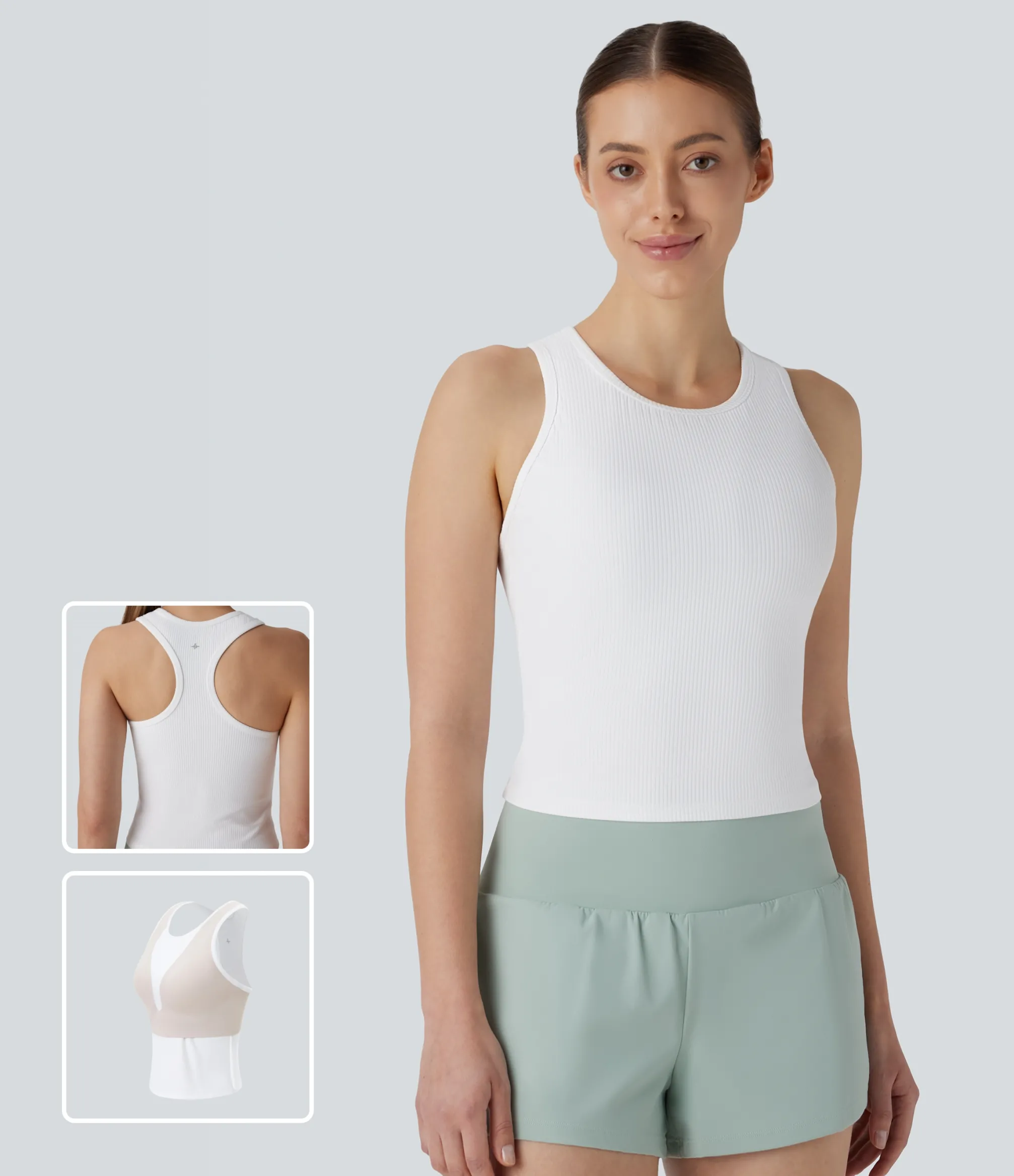 Yoga Tops|Tank Tops & Camis<HALARA Ribbed Racerback Yoga Tank Top