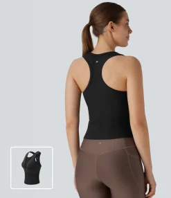 Yoga Tops|Tank Tops & Camis<HALARA Ribbed Racerback Yoga Tank Top
