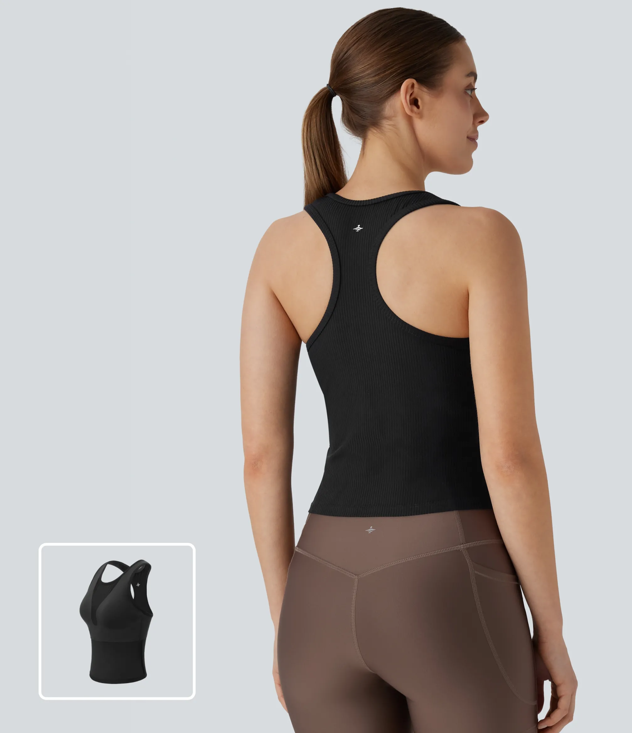 Yoga Tops|Tank Tops & Camis<HALARA Ribbed Racerback Yoga Tank Top