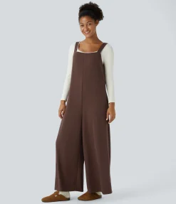 Jumpsuits<HALARA Ribbed Tie Back Sleeveless Pocket Wide Leg Casual Jumpsuit