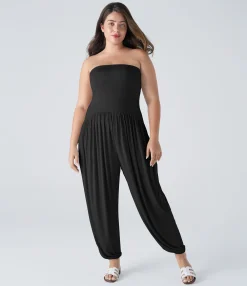 Plus Size<HALARA Ribbed Tube Pocket Casual Plus Size Jumpsuit