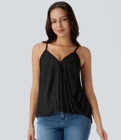 Casual Tops<HALARA Ribbed V Neck Crossover Casual Cami Top