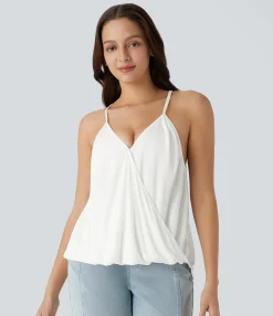 Casual Tops<HALARA Ribbed V Neck Crossover Casual Cami Top