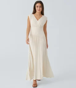 Dresses|Maxi & Midi Dresses<HALARA Ribbed V Neck Sleeveless Flowy Maxi Dress