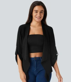 Jackets & Outerwear<HALARA Roll Up Sleeve Waterfall Casual Jacket
