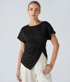 Casual Tops<HALARA Round Neck Asymmetric Hem Casual Top