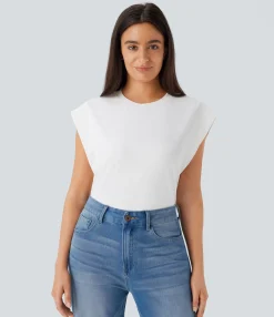Casual Tops<HALARA Round Neck Cap Sleeve Casual Top