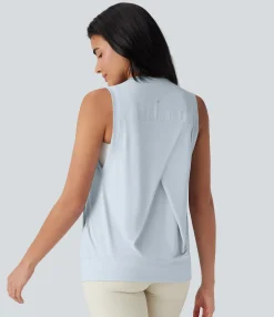 Tank Tops & Camis|Tank Tops<HALARA Round Neck Cool Touch Yoga Tank Top with Pockets-UPF50+