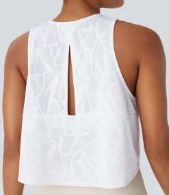 Yoga Tops|Tank Tops & Camis<HALARA Round Neck Cut Out Cropped Yoga Tank Top