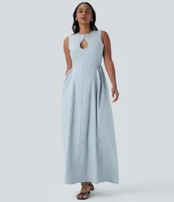 Dresses|Maxi & Midi Dresses<HALARA Round Neck Cut Out Sleeveless Maxi Dress