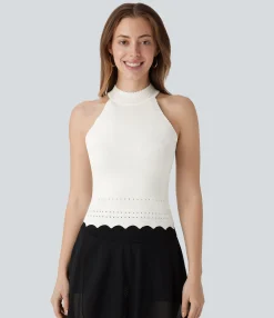 Sweaters<HALARA Round Neck Cut Out Sweater Tank