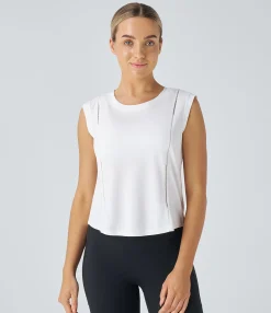 Yoga Tops|Tank Tops & Camis<HALARA Round Neck Cut Out Yoga Tank Top