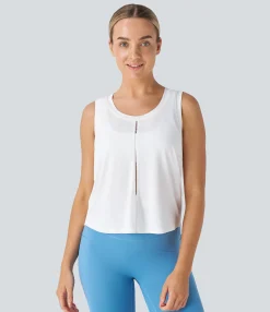 Tank Tops & Camis|Yoga Tops<HALARA Round Neck Cut Out Yoga Tank Top
