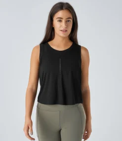 Tank Tops & Camis|Yoga Tops<HALARA Round Neck Cut Out Yoga Tank Top