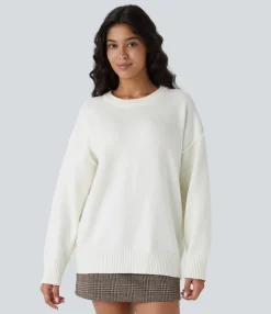 Sweaters<HALARA Round Neck Dropped Shoulder Long Sleeve Casual Sweater