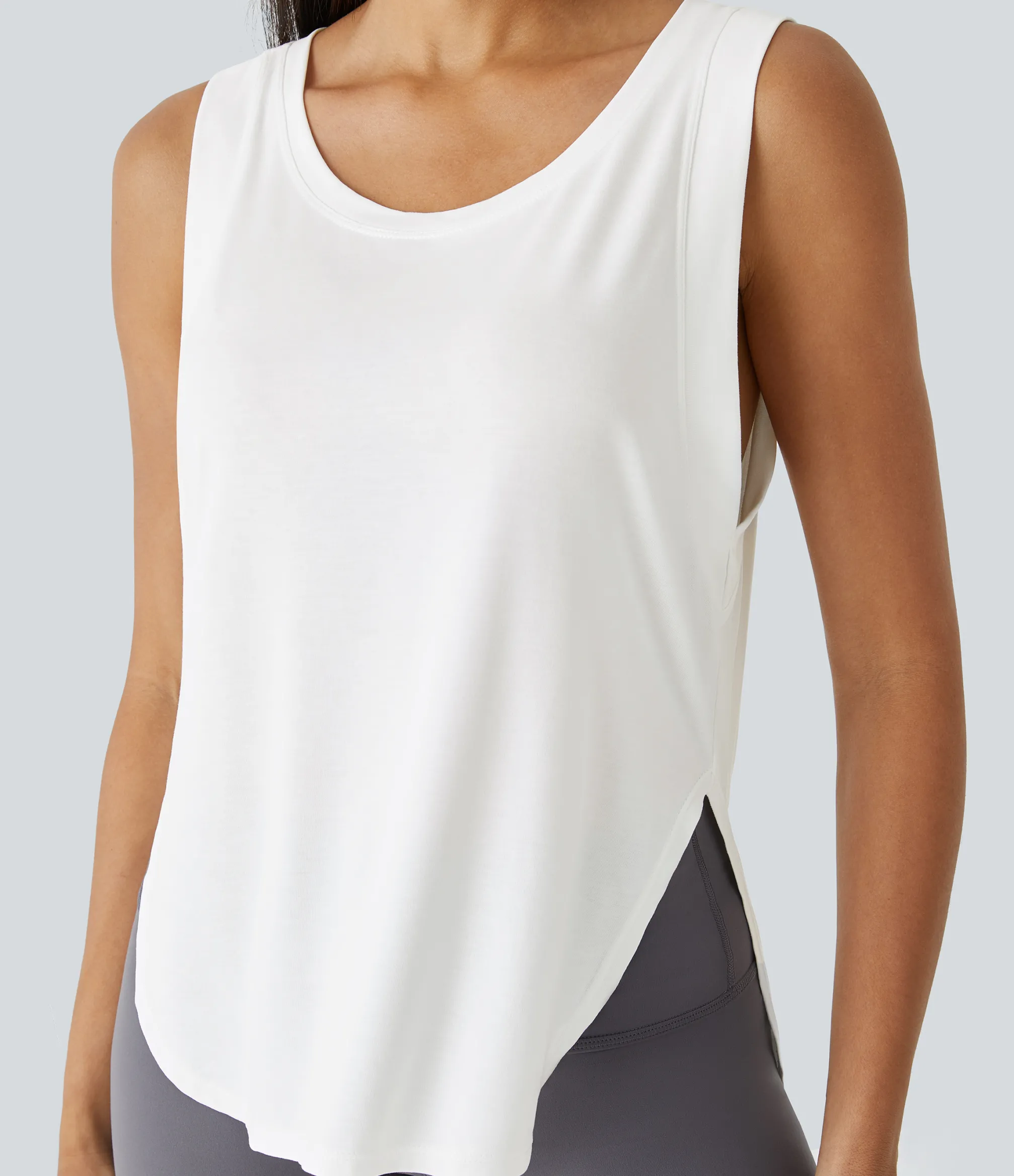 Casual Tops|Tank Tops & Camis<HALARA Round Neck Hem Casual Tank Top