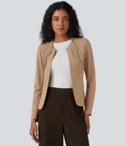 Jackets & Outerwear<HALARA Round Neck Hook and Eye Work Blazer