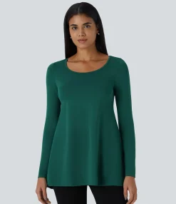 Casual Tops<HALARA Round Neck Long Sleeve Casual Tunic Top