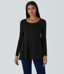 Casual Tops<HALARA Round Neck Long Sleeve Casual Tunic Top