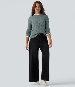 Sweaters<HALARA Round Neck Long Sleeve Casual Sweater