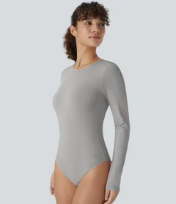 Bodysuits<HALARA Round Neck Long Sleeve Casual Bodysuit