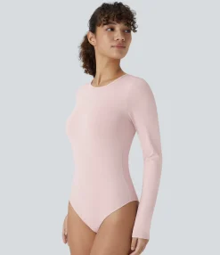 Bodysuits<HALARA Round Neck Long Sleeve Casual Bodysuit