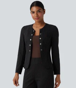 Jackets & Outerwear<HALARA Round Neck Long Sleeve Open Front Work Blazer