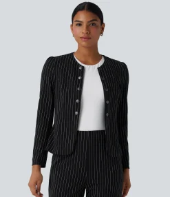 Jackets & Outerwear<HALARA Round Neck Long Sleeve Open Front Work Blazer