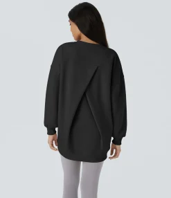 Sweatshirts & Hoodies<HALARA Round Neck Long Sleeve Pocket Oversize Fleece Casual Sweatshirt