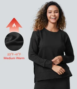 Sweatshirts & Hoodies<HALARA Round Neck Long Sleeve Side Fleece Casual Sweatshirt