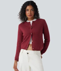 Sweaters<HALARA Round Neck Long Sleeve Sweater Knit Work Cardigan