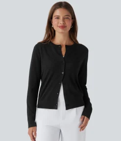 Sweaters<HALARA Round Neck Long Sleeve Work Wool Cardigan