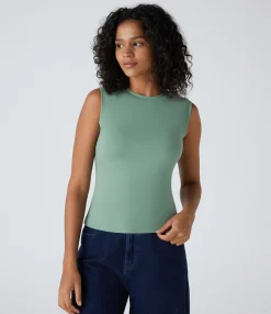 Casual Tops|Tank Tops & Camis<HALARA Round Neck Plain Skinny Casual Tank Top