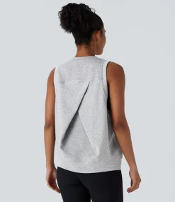 Casual Tops|Tank Tops & Camis<HALARA Round Neck Pocket Casual Tank Top