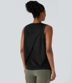 Casual Tops|Tank Tops & Camis<HALARA Round Neck Pocket Casual Tank Top