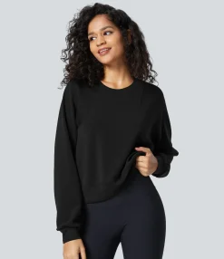 Sweatshirts & Hoodies<HALARA Round Neck Raglan Sleeve Solid Casual Sweatshirt