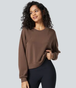 Sweatshirts & Hoodies<HALARA Round Neck Raglan Sleeve Solid Casual Sweatshirt