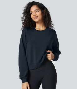 Sweatshirts & Hoodies<HALARA Round Neck Raglan Sleeve Solid Casual Sweatshirt
