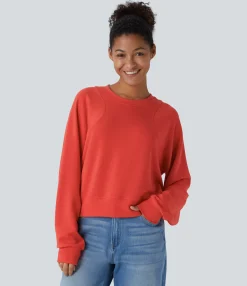 Sweatshirts & Hoodies<HALARA Round Neck Raglan Sleeve Solid Casual Sweatshirt